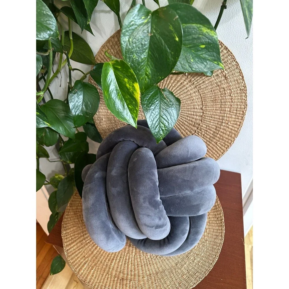 Gray Knot Pillow – Plush Decorative Throw, 10”